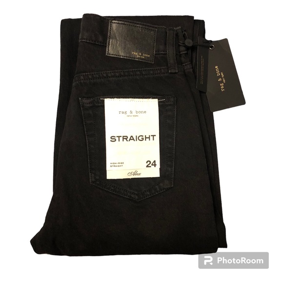 NWT Rag & Bone Alex High-Rise Jeans Black 24 / size 0 - Picture 9 of 10